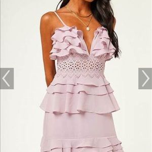Wolf and Badger: Dusty Lilac Plunge Front Tiered LIKE NEW